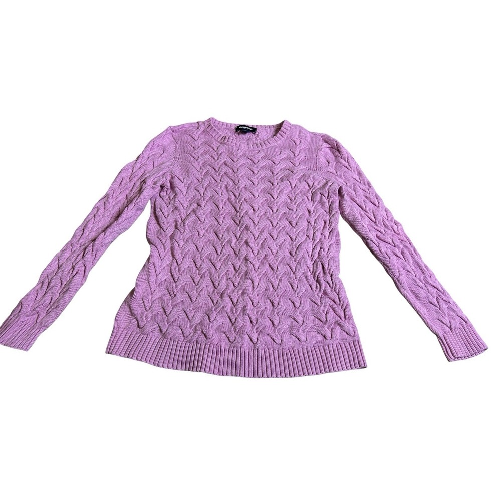 Lands' End Pink Long Sleeve Cable knit‎ Sweater Fisherman Cabin Med